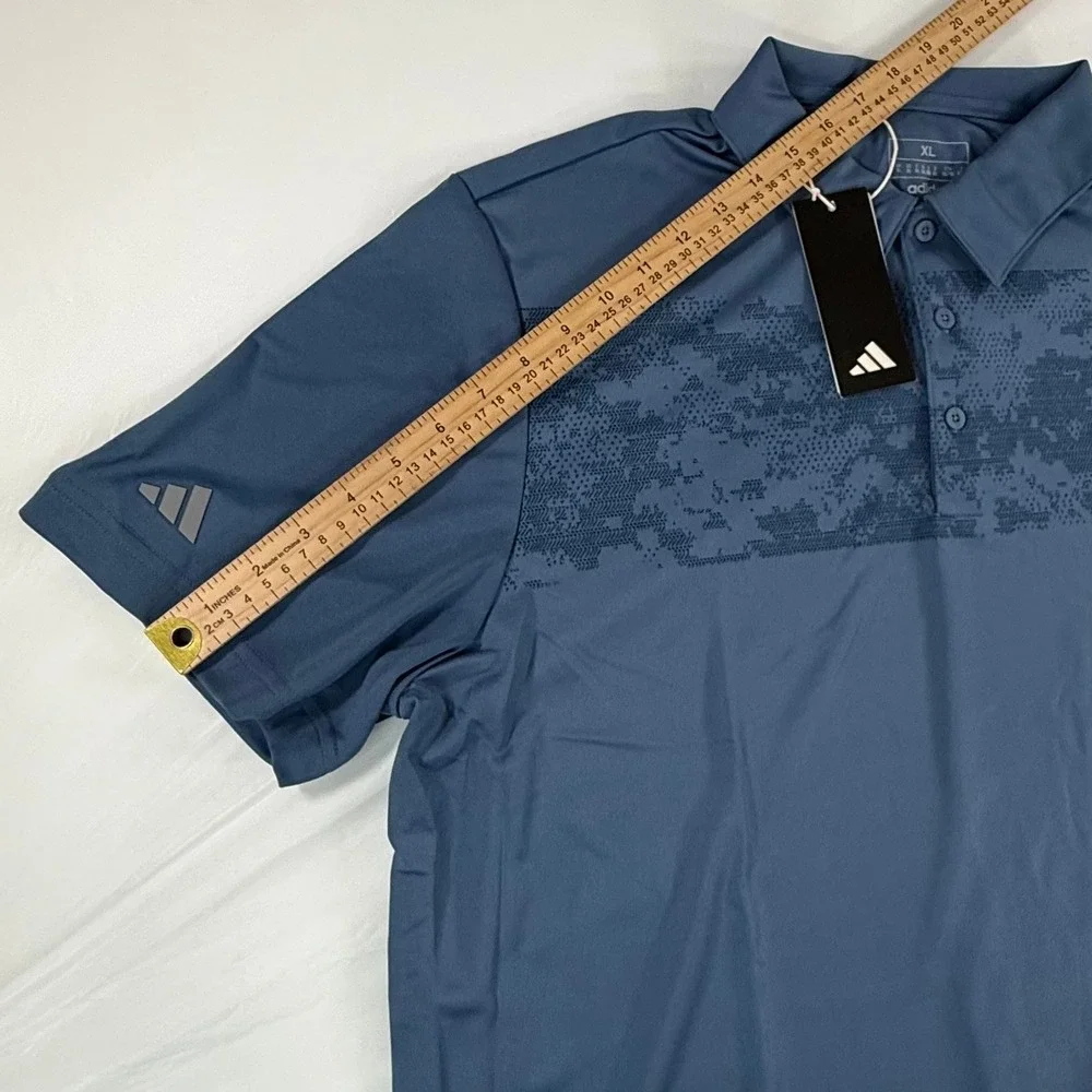 Adidas Mens Golf Polo Shirt Blue Digital Camo Graphic XL HS1093
